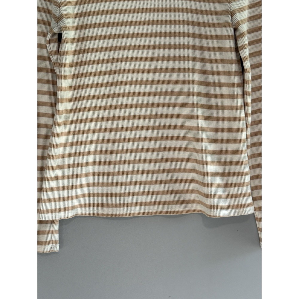 Aerie Waffle Knit Long Sleeve Top Crewneck Tee Thermal Casual Texture Striped Lg - Picture 4 of 13